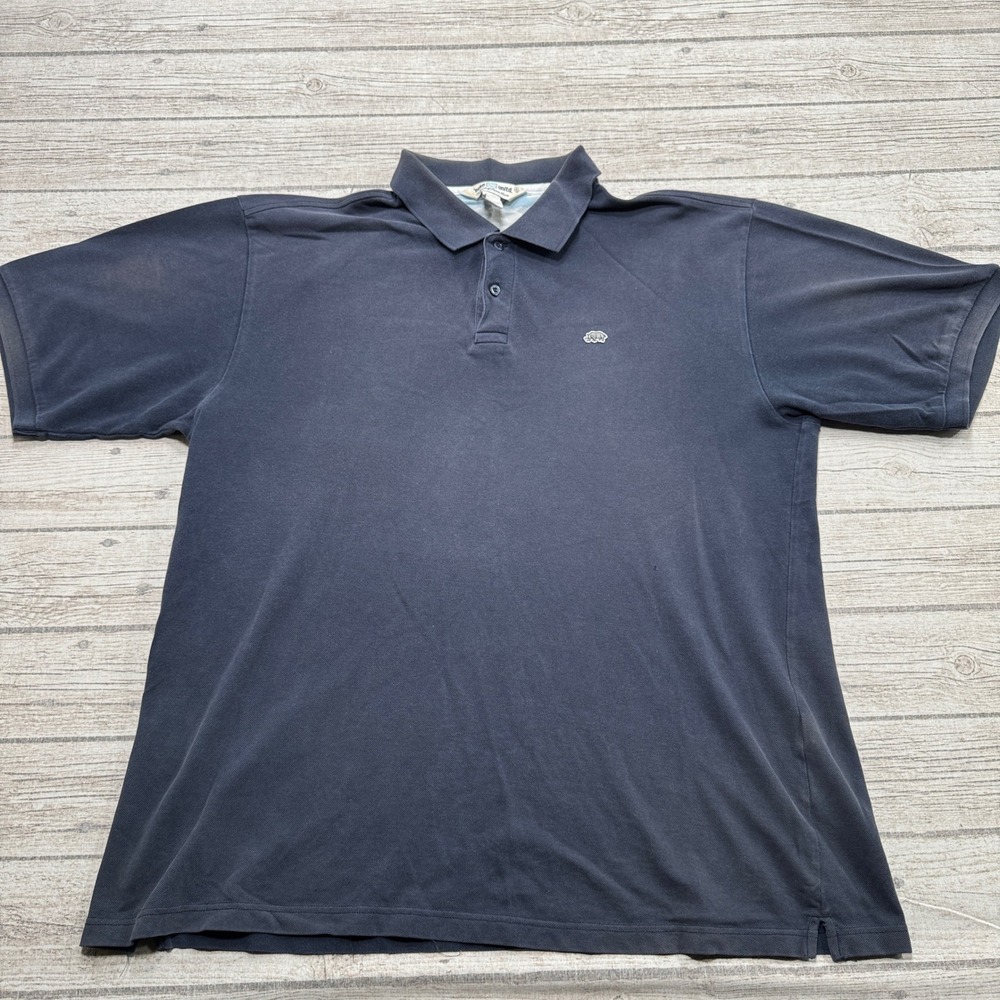 Y2K Ecko Unltd Polo Shirt Men's XL Navy Blue Relaxed Short Sleeve Cotton Preppy